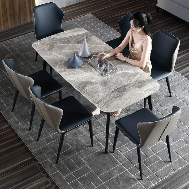 Cheap Marble Stone Metal Luxury Modern Restaurant Kitchen Hotel Use Elegant Decorative Furniture Dining Table Set
