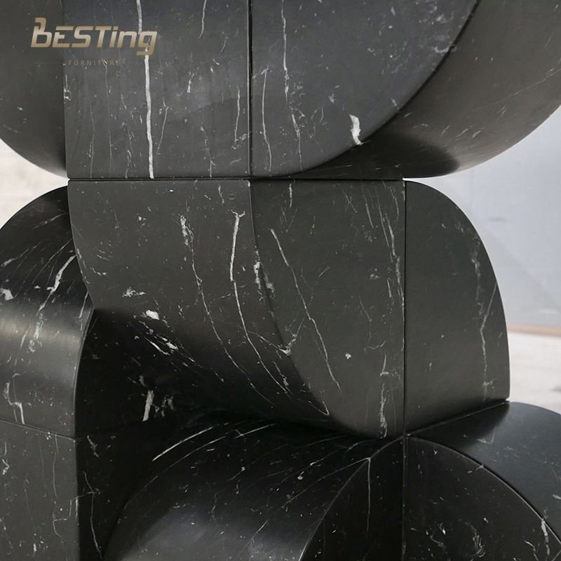 Nordic modern luxury natural marble designer furniture wabi sabi natural marble high-end banquet hall long dining table