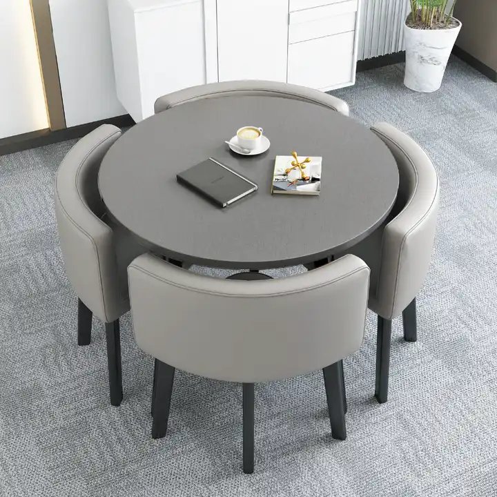 Wholesale Nordic Restaurant Furniture Dinner Set Simple White Circular Round Cafe Kitchen Dinning Table Set