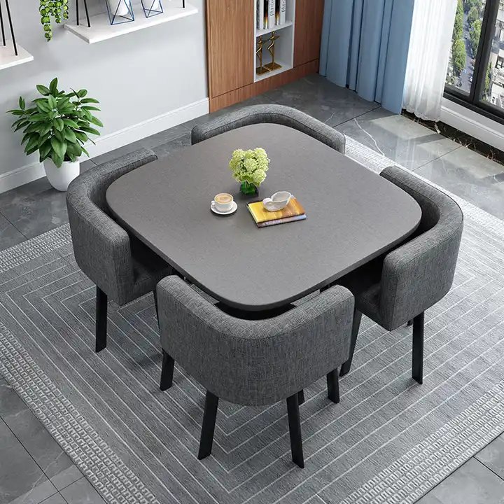 Wholesale Nordic Restaurant Furniture Dinner Set Simple White Circular Round Cafe Kitchen Dinning Table Set