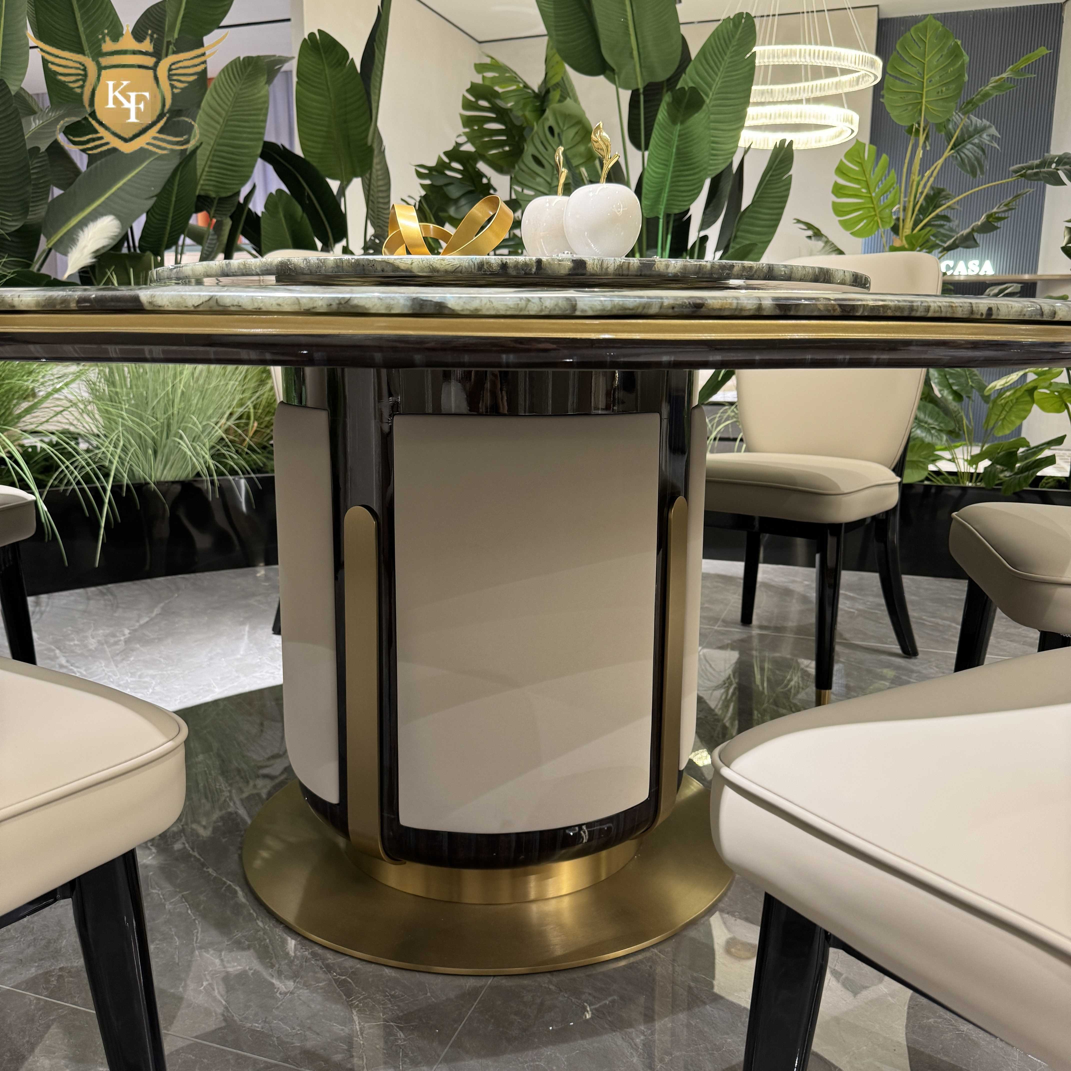 Green Stone Round Italian Luxury Big Dining Table 8 10 Modern Marble Extra Large Dining Table