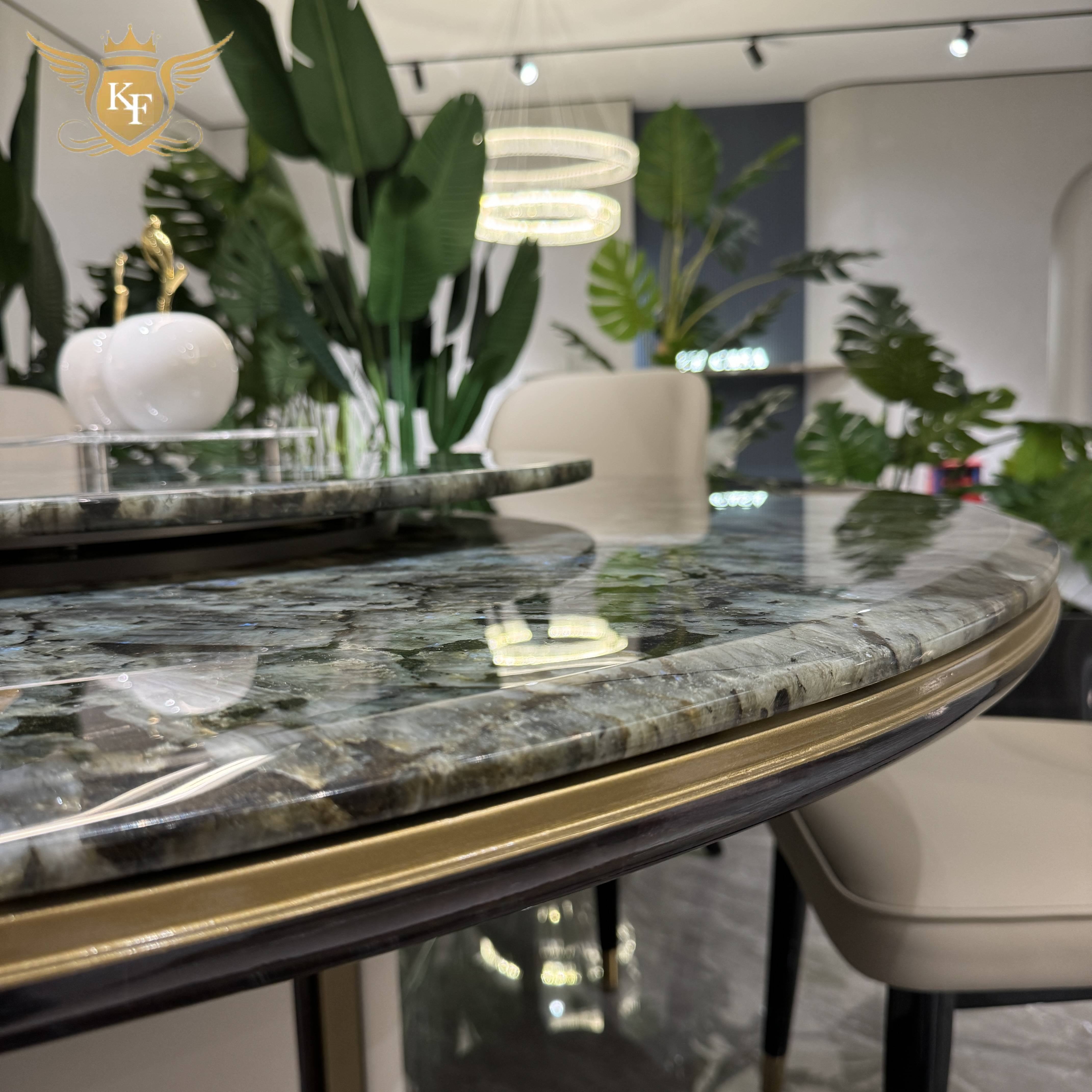 Green Stone Round Italian Luxury Big Dining Table 8 10 Modern Marble Extra Large Dining Table