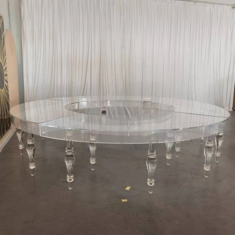 Modern Clear Acrylic Transparent round Table Set Antique Steel Coffee and Dining Room Furniture for Wedding Tables fot events