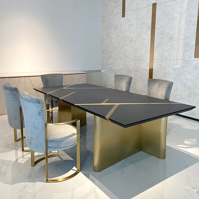 Frame Dining Table Wholesale Mesas De Jantar Marble Top Esstisch Marmor Gold Stainless Steel Dining Table Set 6 Seater