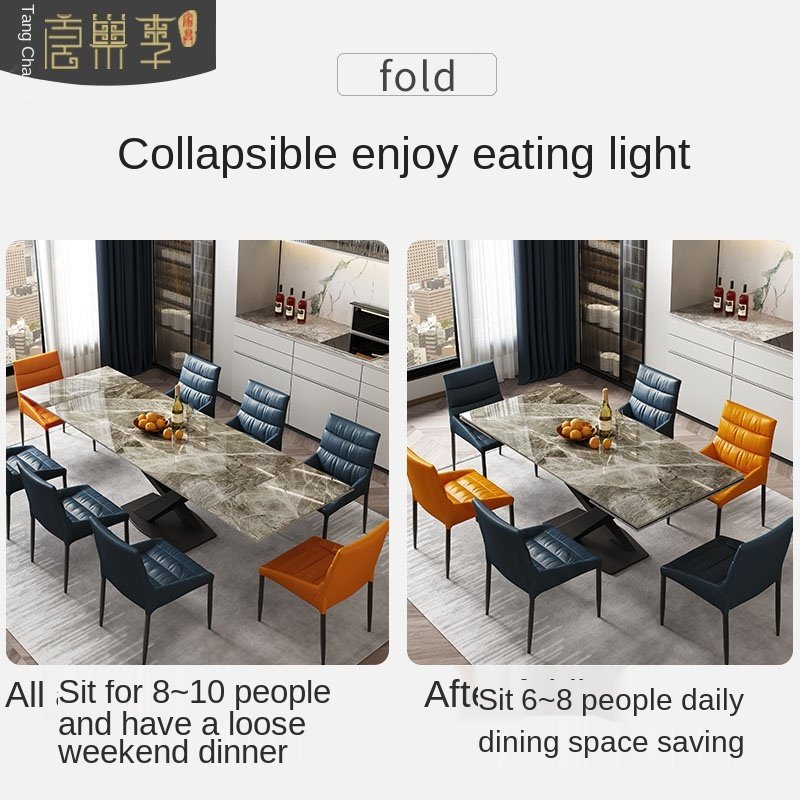 Italian style bright rock board dining table and chair combination imported luxury stone Pandora rectangular table