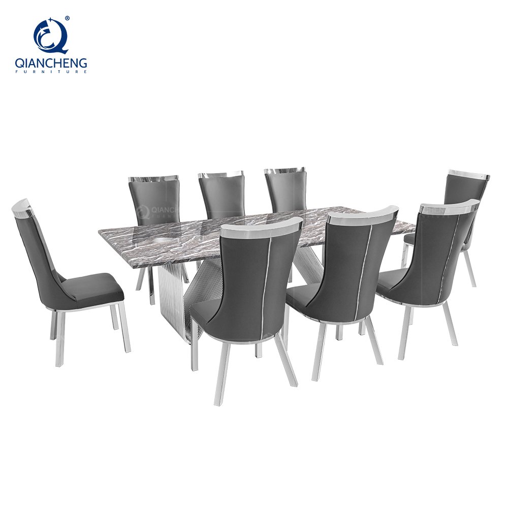 Foshan China Marble Dining Table Luxury Dinning Room Set With 6 Chairs Modern Marble Top Dinning Table