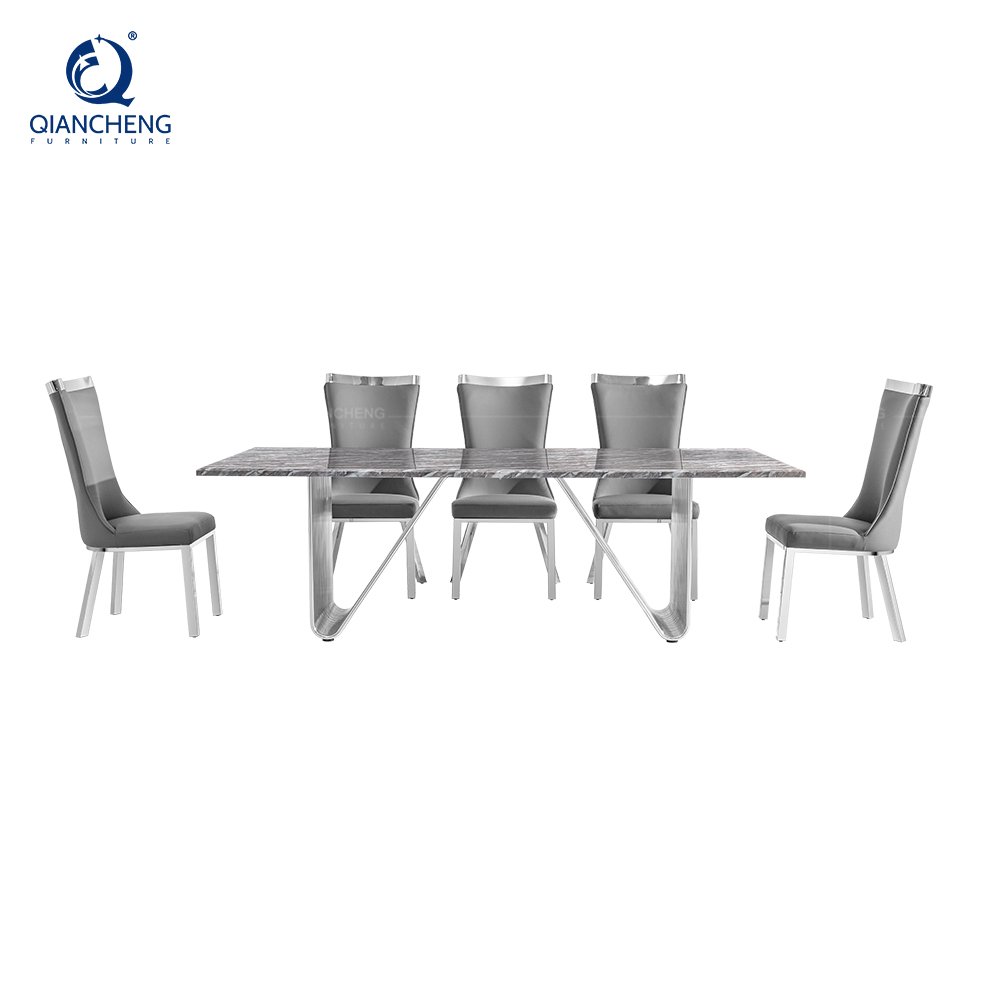 Foshan China Marble Dining Table Luxury Dinning Room Set With 6 Chairs Modern Marble Top Dinning Table