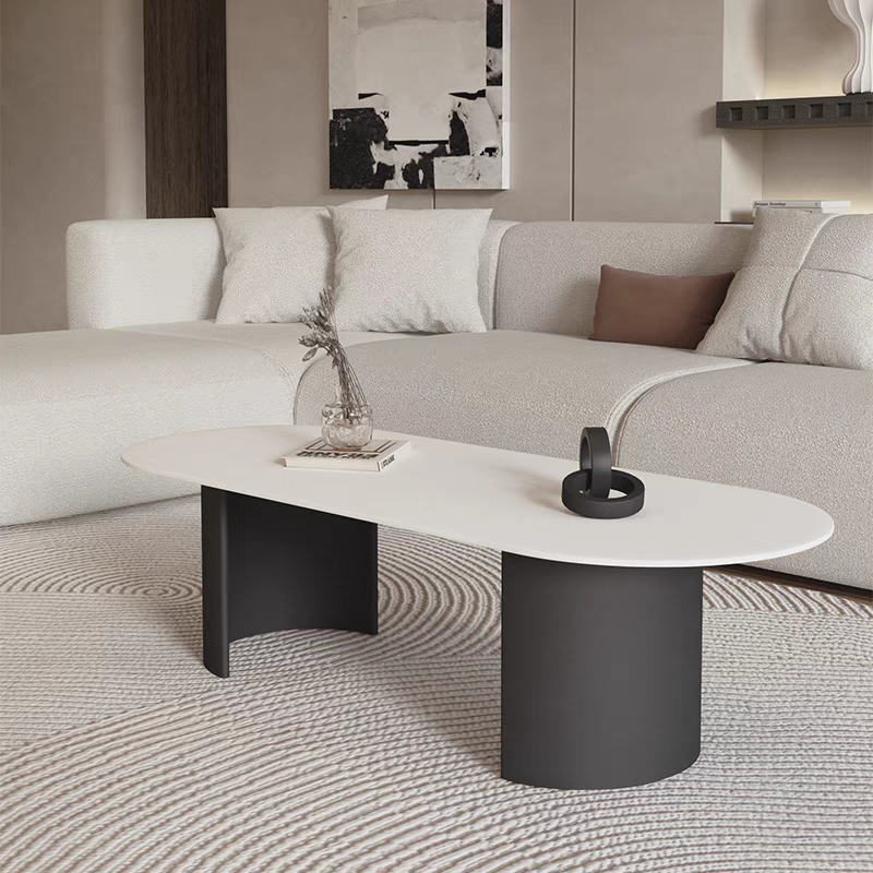 Light luxury rock panel coffee table simple small household Italian living room designer sense round coffee table table round
