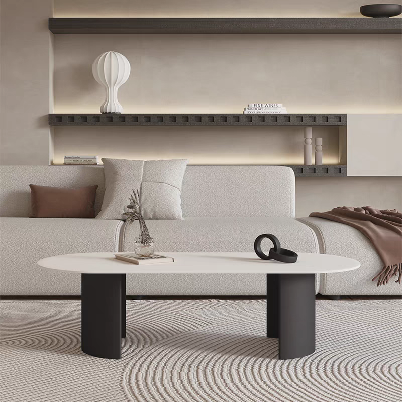 Light luxury rock panel coffee table simple small household Italian living room designer sense round coffee table table round