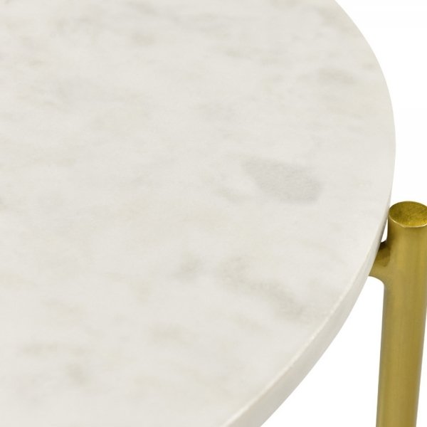 White Marble Side Table With Gold Polish