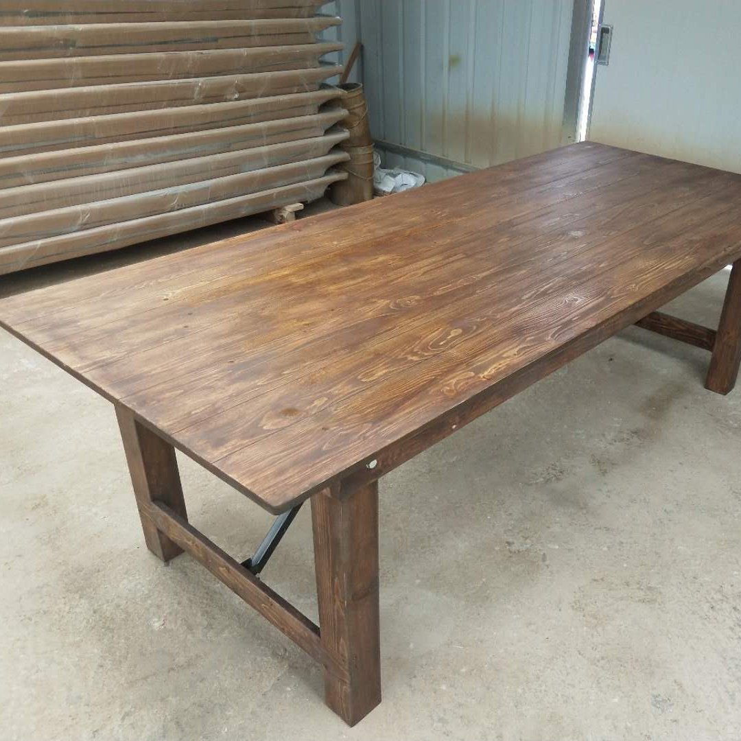 Modern Outdoor Rustic Foldable Natural Solid Wood Farm Harvest Dinning Table For Wedding Party Events