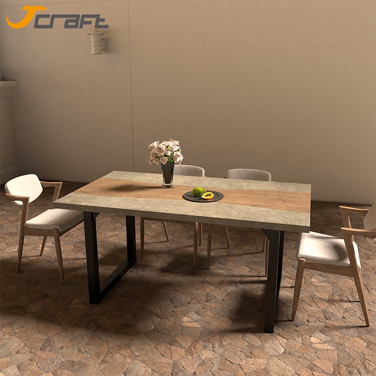 Morden Style Dining Table Set 6 Seater Outdoor Leisure Waterproof Glass Fiber Reinforced Concrete Square Dining Table Set