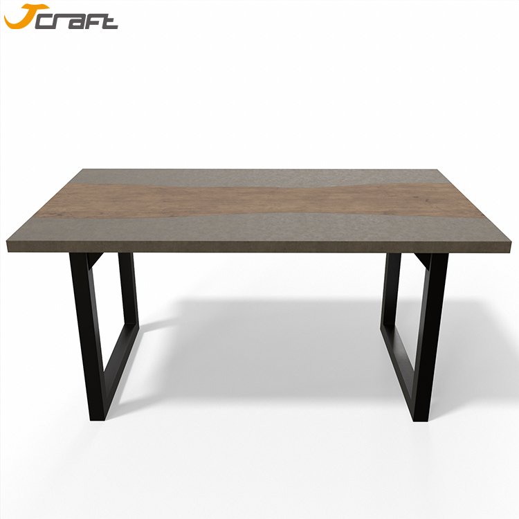 Morden Style Dining Table Set 6 Seater Outdoor Leisure Waterproof Glass Fiber Reinforced Concrete Square Dining Table Set
