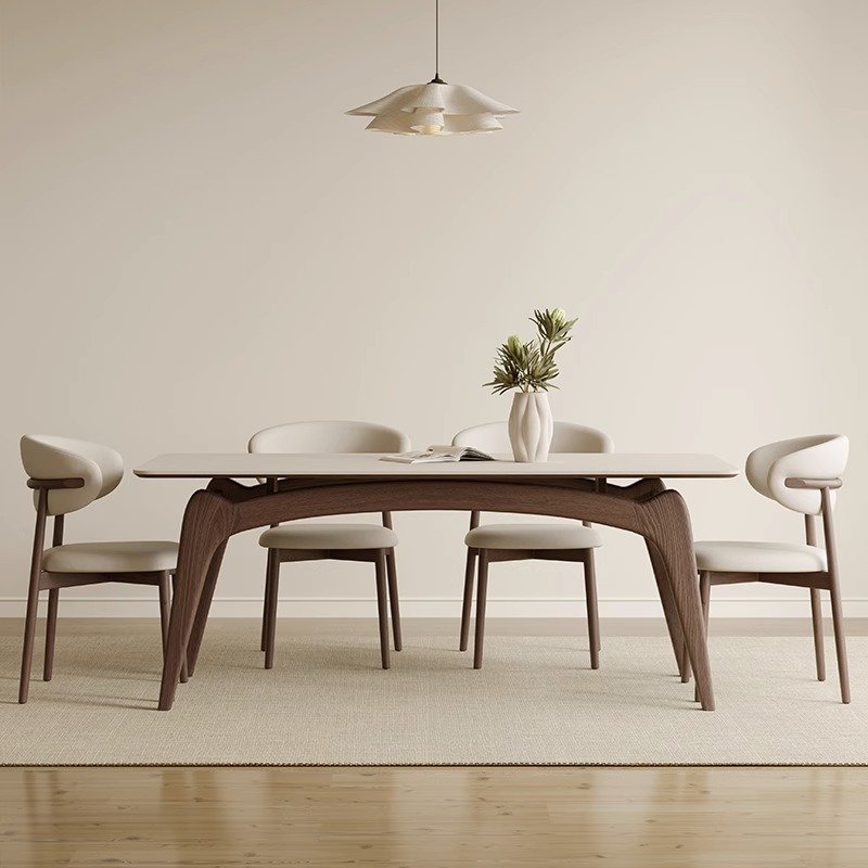 Nordic Solid Wood Table Home Walnut Wood Color Modern Simple Light Luxury Matte Ash Wood Rock Plate Table