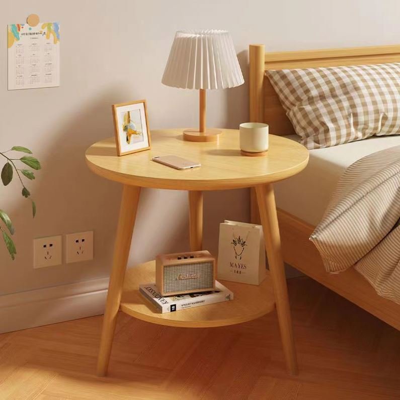 The best-selling double deck tea table in 2023 sofa side side solid wood small tea table simple shelf