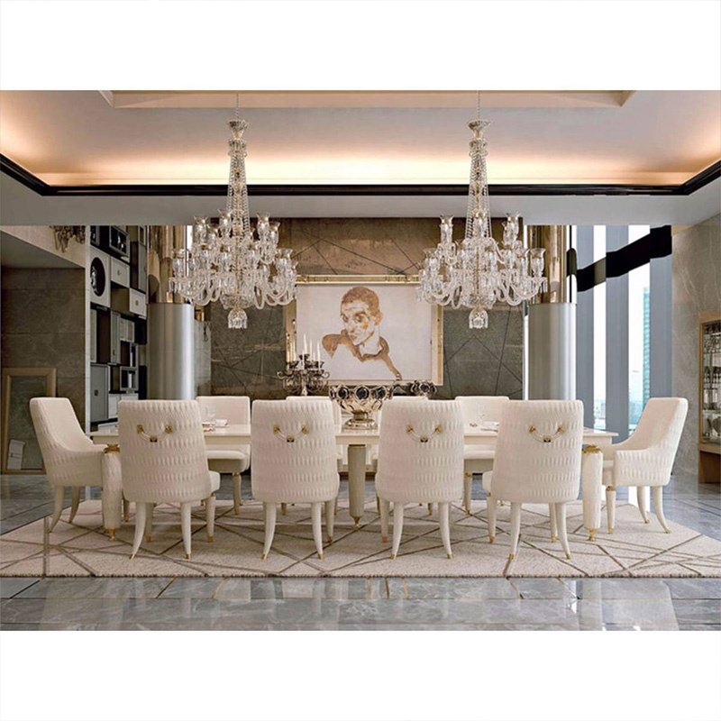 Wholesale Luxury Furniture Marble Rectangle White Dine Solid Frame Modern Dining Tables For Dining Room