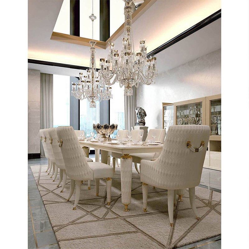 Wholesale Luxury Furniture Marble Rectangle White Dine Solid Frame Modern Dining Tables For Dining Room