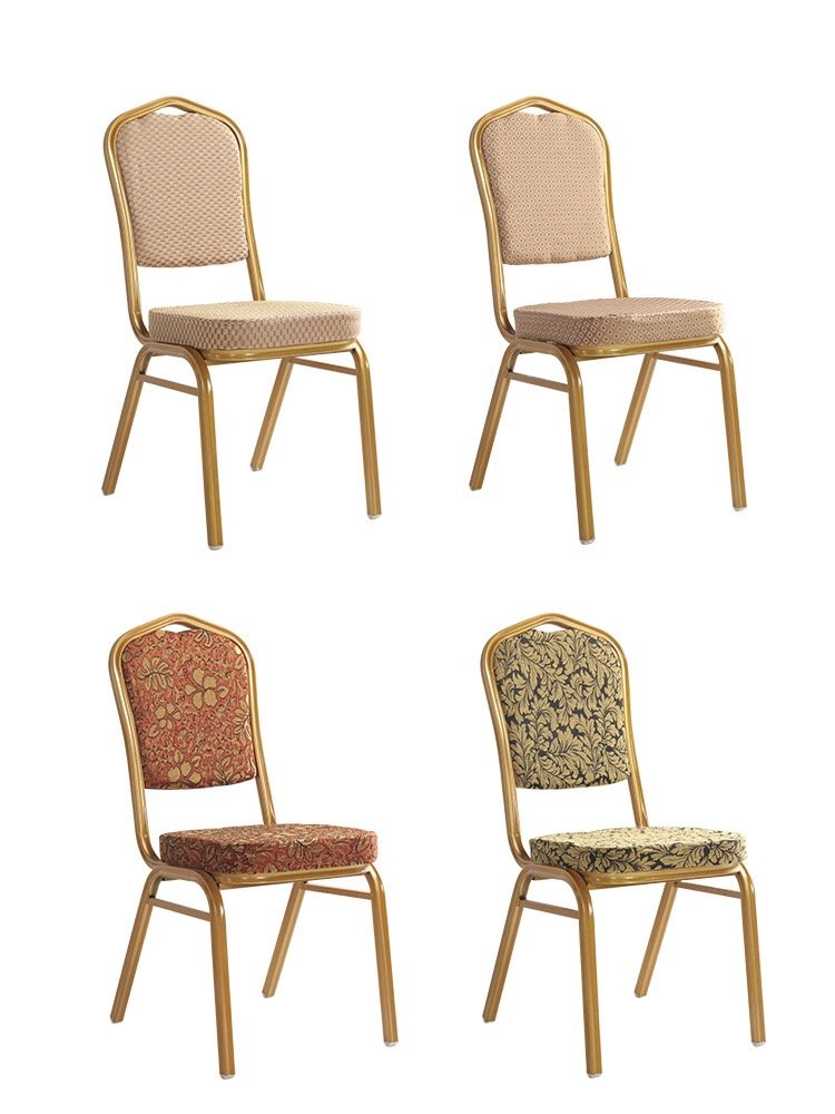 Factory Manufacturer Wholesale Fancy Luxury Stackable Rental Gold Metal Iron Steel wedding Banquet hotel Chair