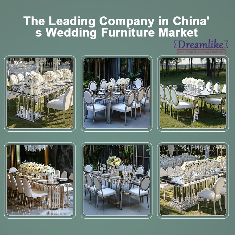 Dreamlike modern wedding furniture custom colors stainless steel frame table rectangular wedding table