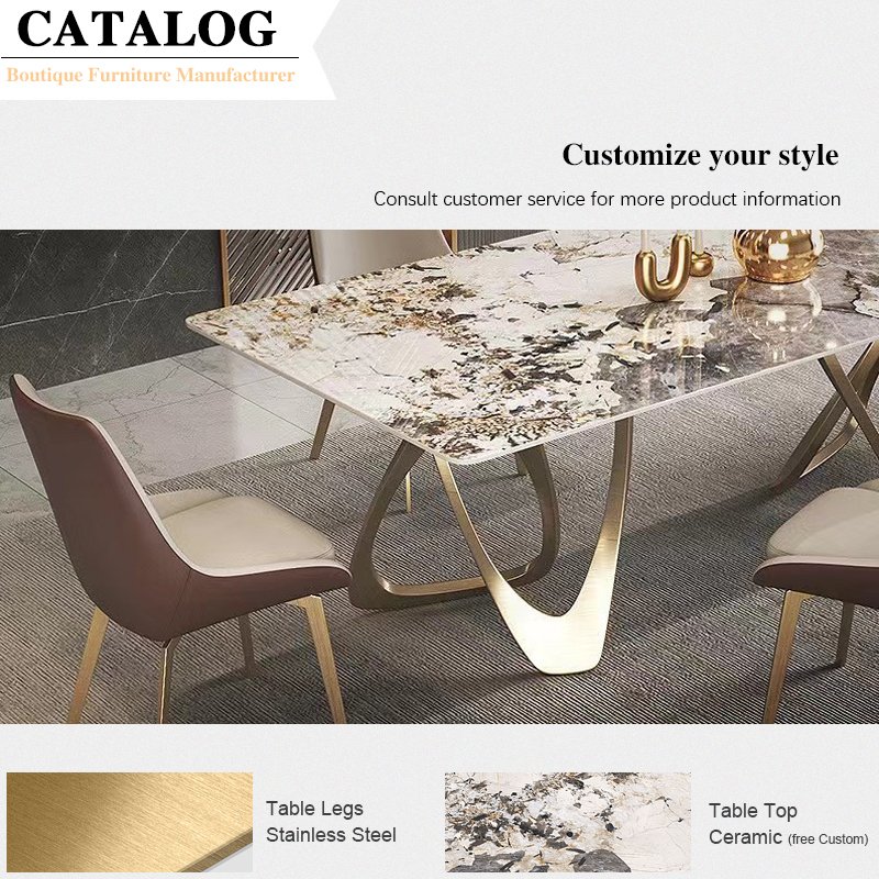 Hot Selling Luxury Dinner Dining Table and Chairs 6 Seater Dining Room Furniture Dining Table Set