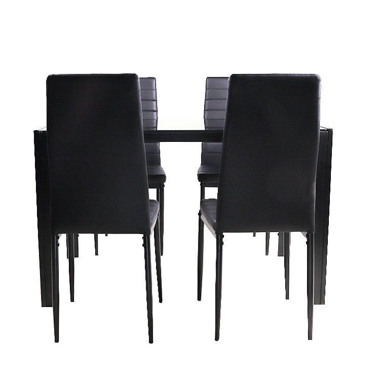 home furniture black dining room furnitures modern stainless steel leather dining chair dining table set