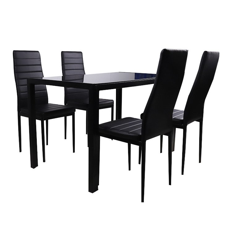 home furniture black dining room furnitures modern stainless steel leather dining chair dining table set