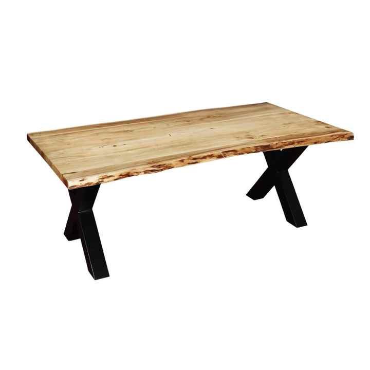 Industrial Cross Legs Acacia Wood Live Edge Dining Table collection wooden furniture handmade