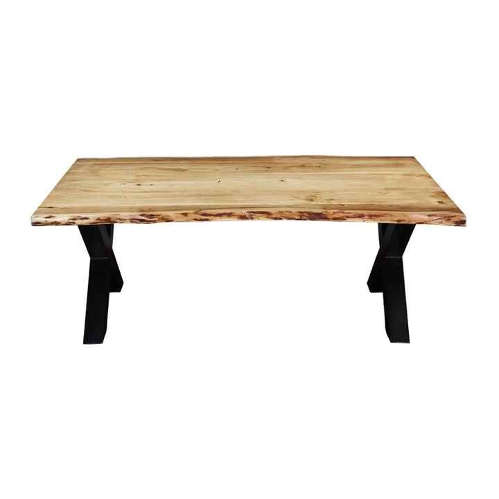 Industrial Cross Legs Acacia Wood Live Edge Dining Table collection wooden furniture handmade