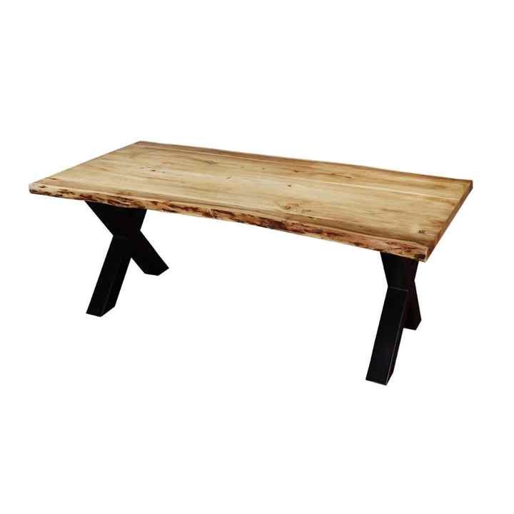 Industrial Cross Legs Acacia Wood Live Edge Dining Table collection wooden furniture handmade