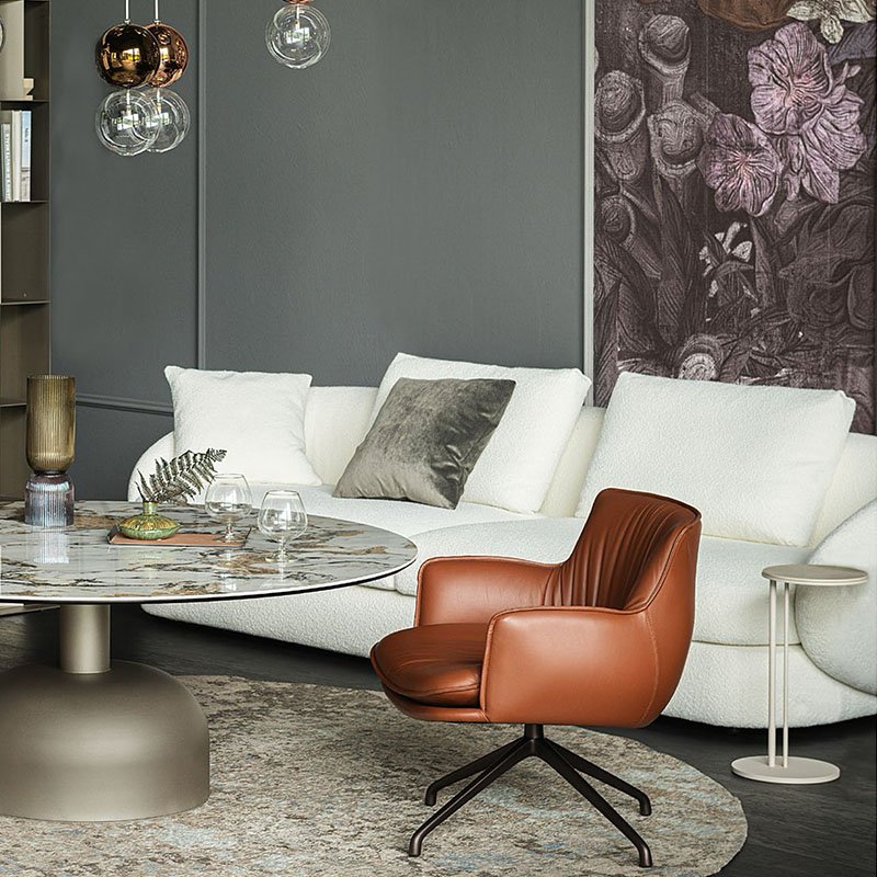 Hot Sale Home Furniture Dining Room Round Table Stainless Steel Base Marble Top Luxury Dining Table Set