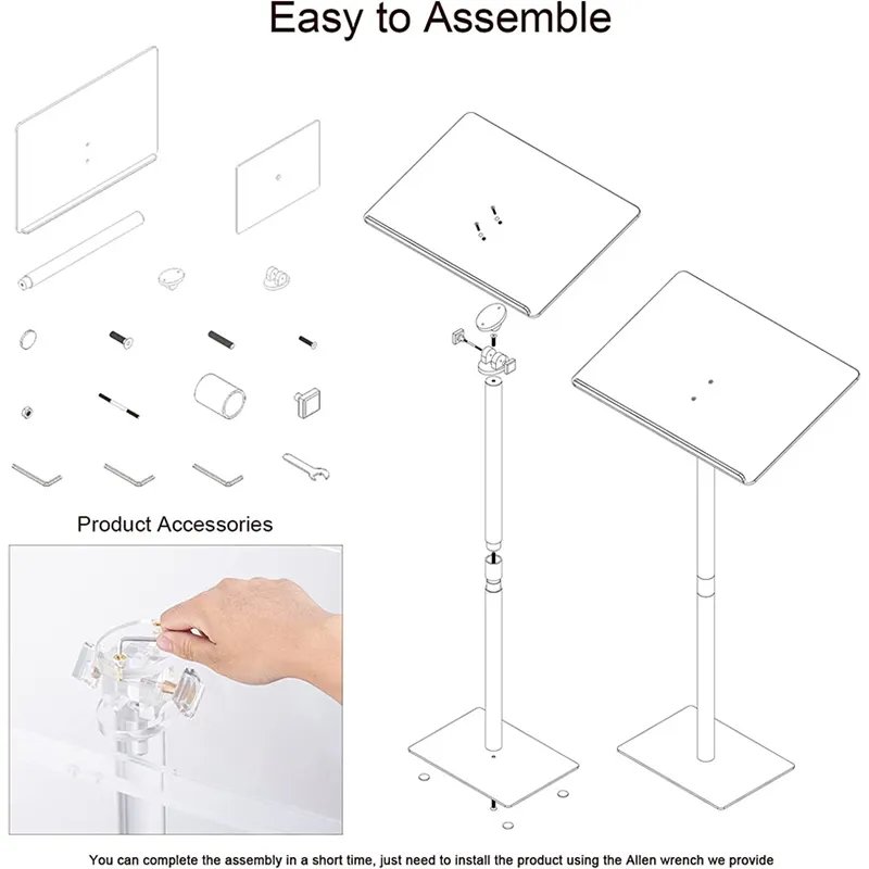 Factory Price Plexiglass Acrylic Pulpit With Stand Acrylic Lectern Podium For School Church