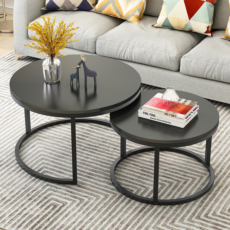 Nordic glass end table Living room creative network red round set small apartment marble ins iron art tea table