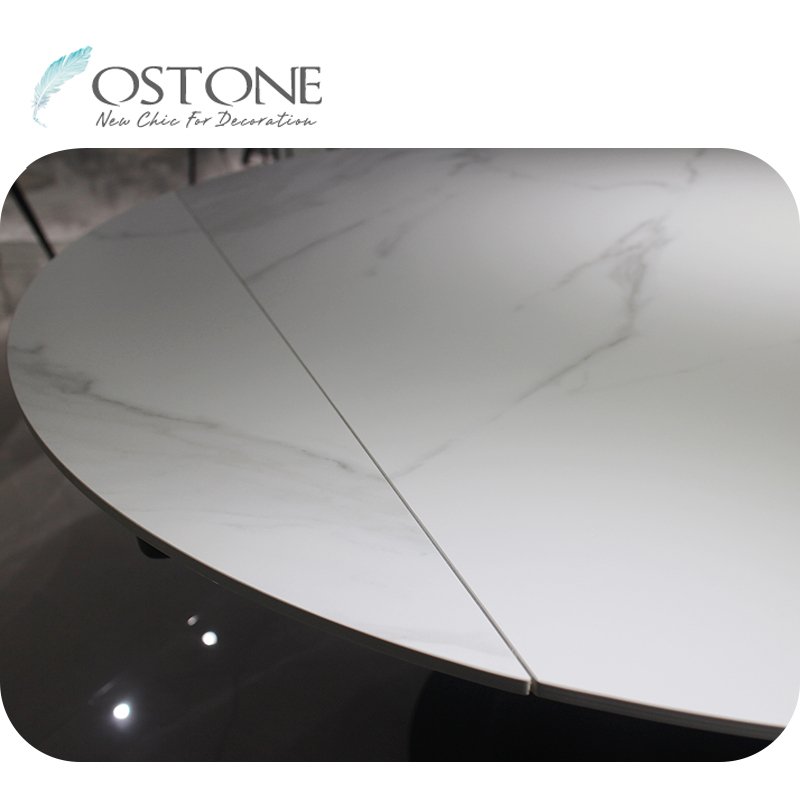 Wholesale White Marble Round Rectangle Extendable Dining Table With Good Price