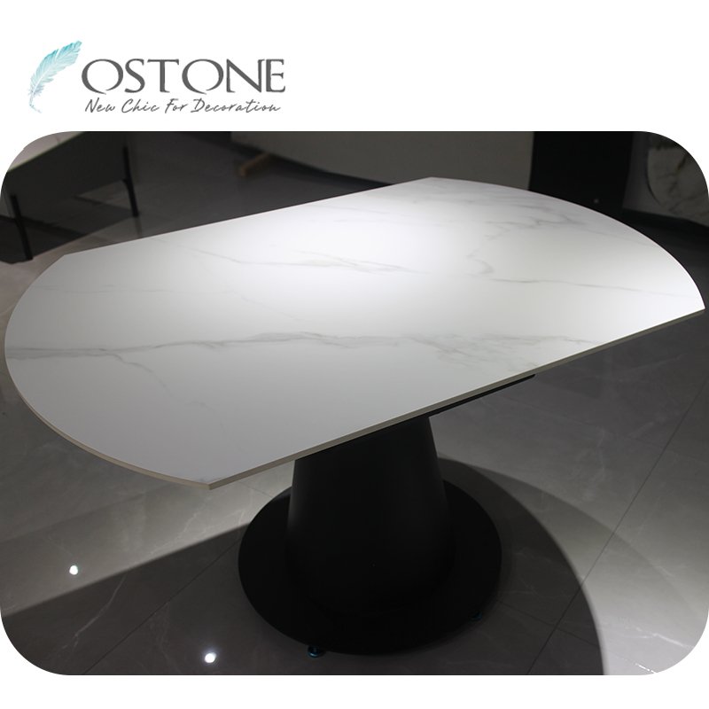 Wholesale White Marble Round Rectangle Extendable Dining Table With Good Price