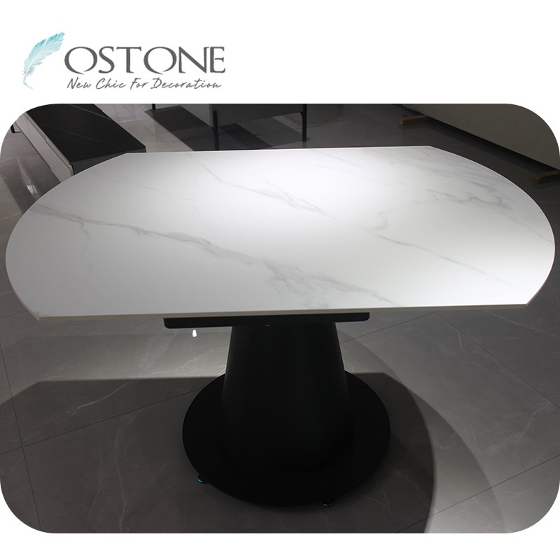 Wholesale White Marble Round Rectangle Extendable Dining Table With Good Price