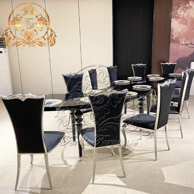 Black Color Round / Serpentine Shape S Shape Dining Table for Wedding Event Banquet