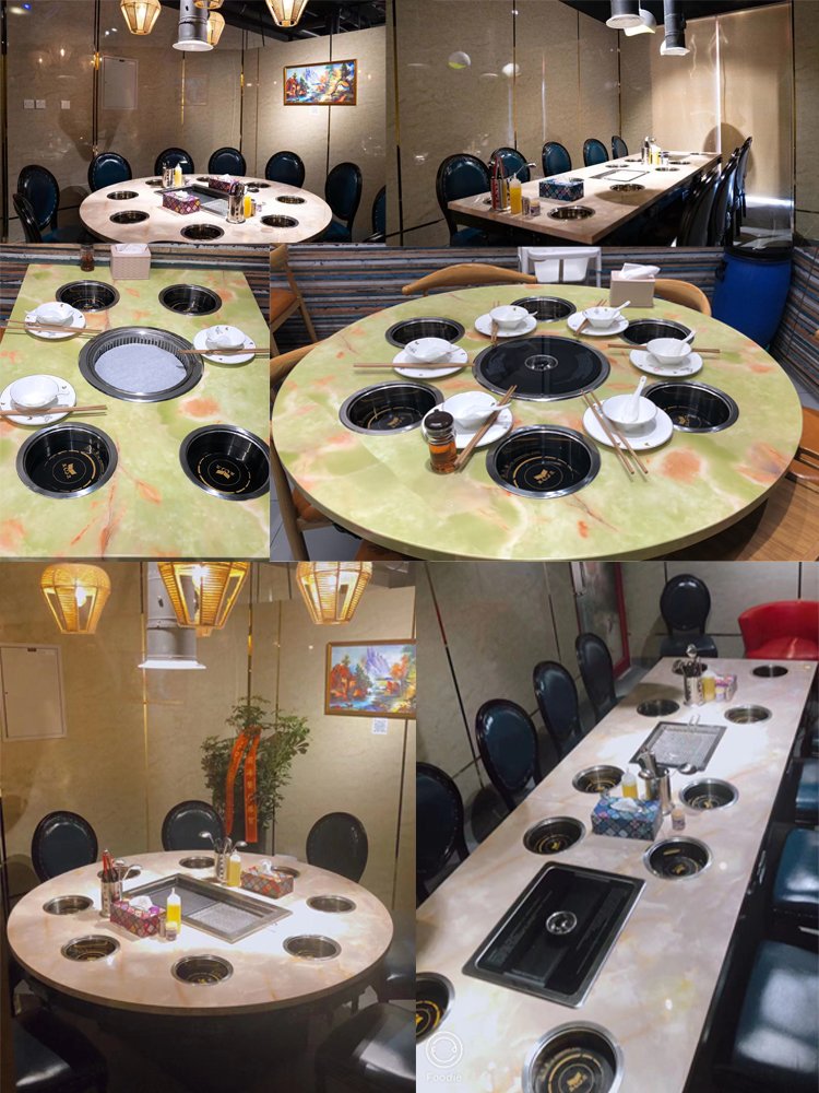 Yawei smoke-free barbecue hot pot integrated table hot pot restaurant barbecue restaurant smoke-free hot pot table