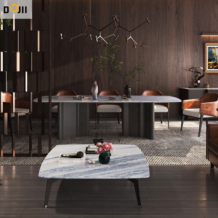 Modern Style Marble Stone Dining Room Desk Convertible and Extendable for Home Apartment Villa Hotel or Home Bar Use