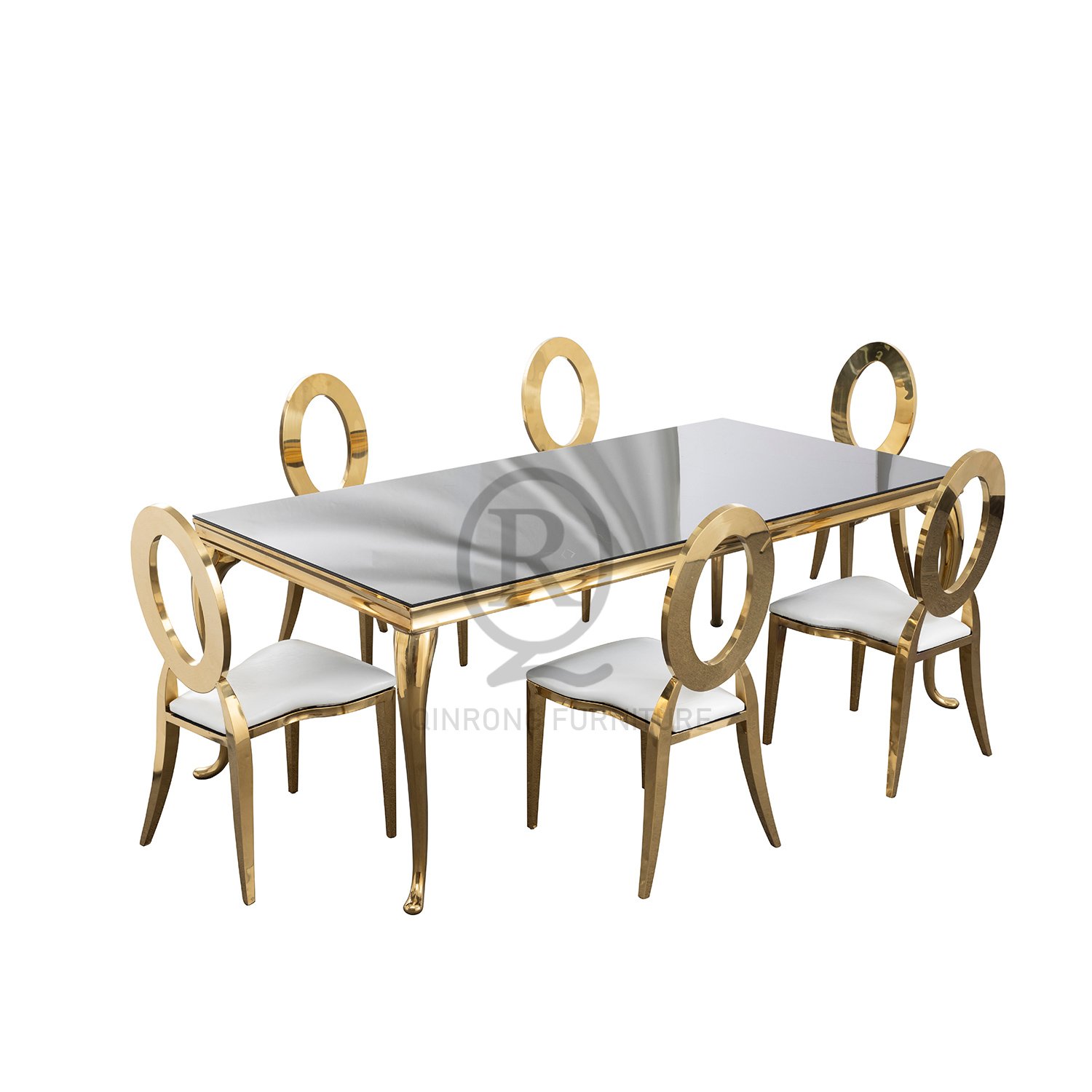 High Quality Stainless Steel Dining Table With Glass table For Wedding And Catering Furniture