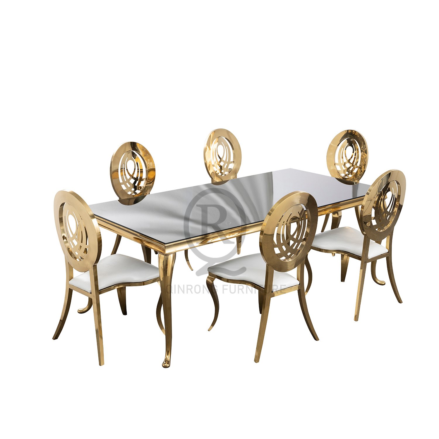 High Quality Stainless Steel Dining Table With Glass table For Wedding And Catering Furniture