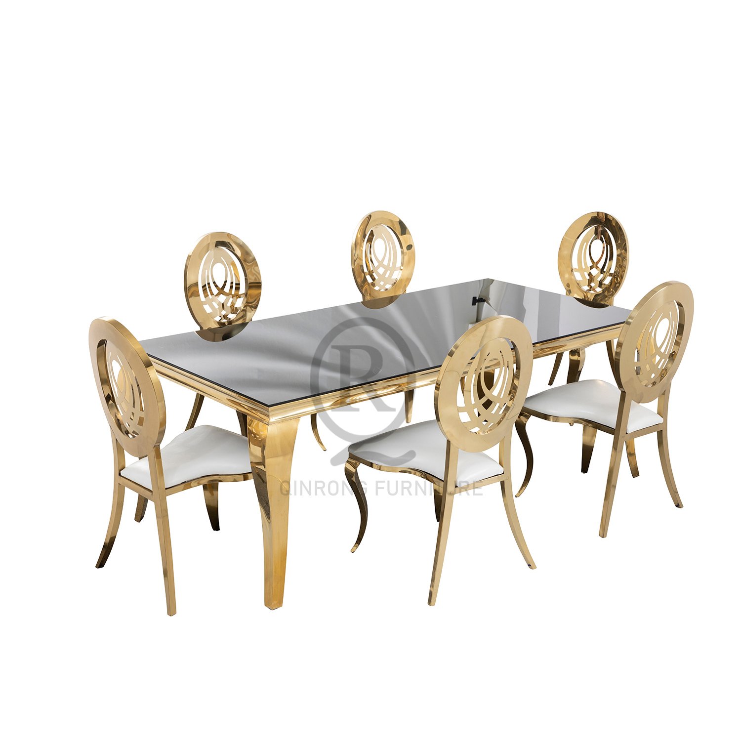 High Quality Stainless Steel Dining Table With Glass table For Wedding And Catering Furniture