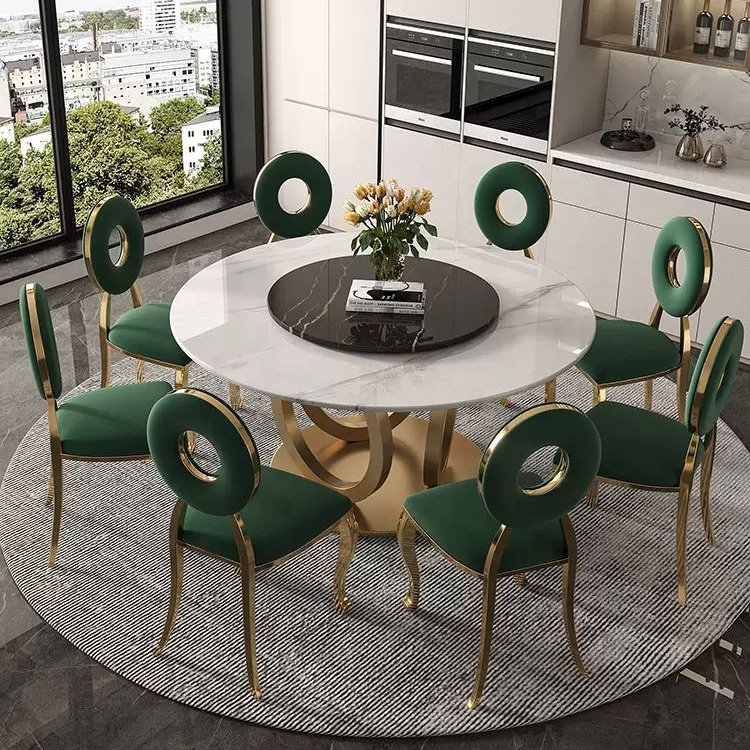2024 Customized Rectangular Real Natural Marble Top Multifunctional dining table set