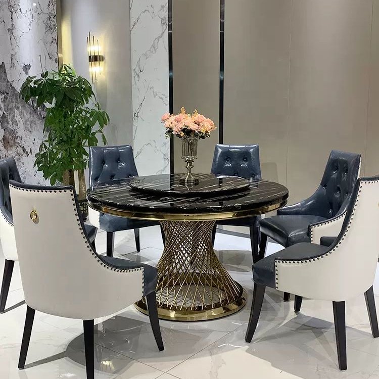 2024 Customized Rectangular Real Natural Marble Top Multifunctional dining table set