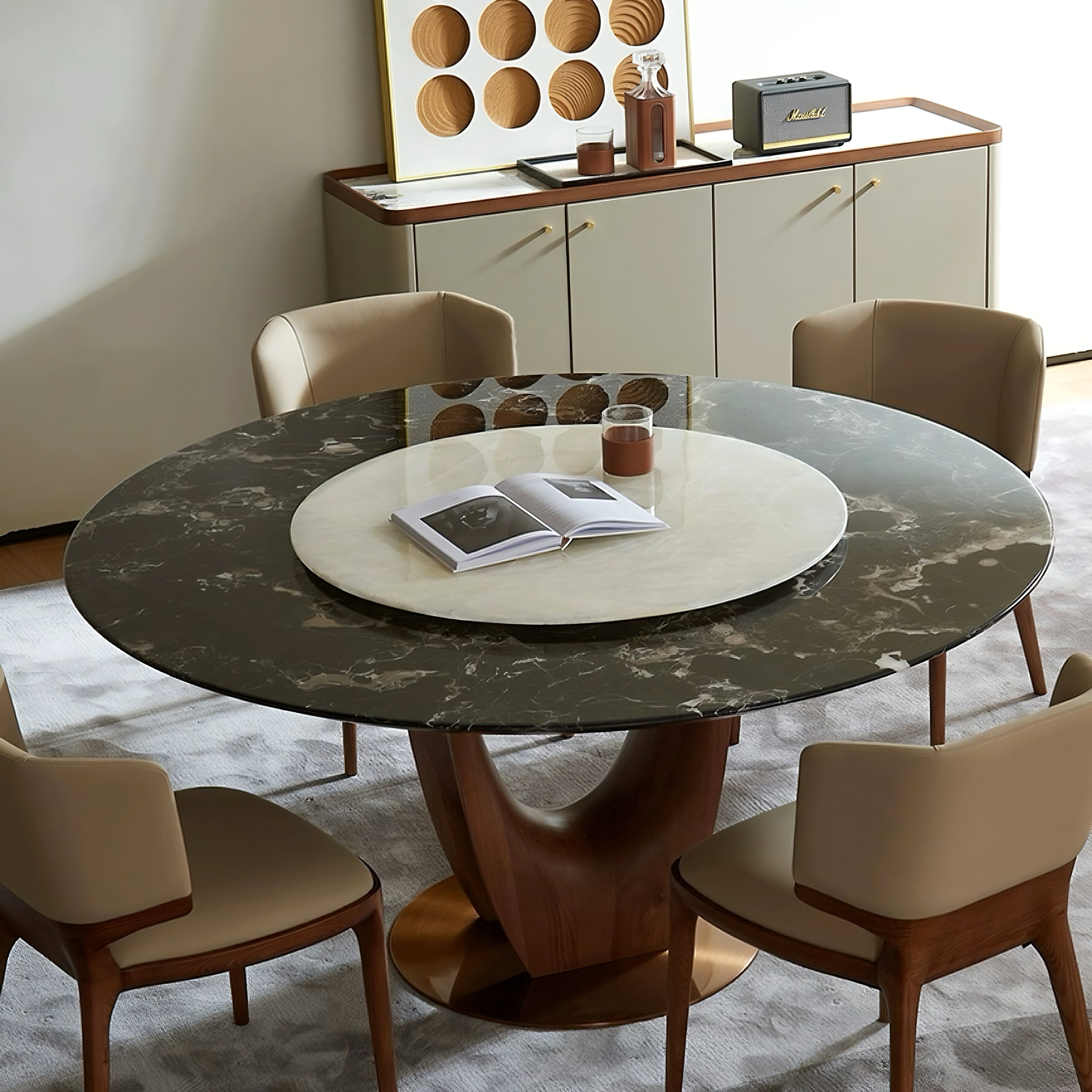 Fashionable Cheap Price Wood Material Faux Marble Top Glass Top Dining Table for Dining Room Hotel with High Quality