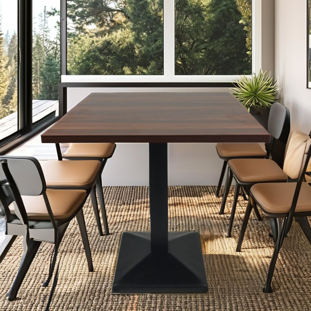 Modern Simple Wooden MDF Dining Table with Metal Home Furniture for Restaurant and Dining Room Includes Dining Chairs