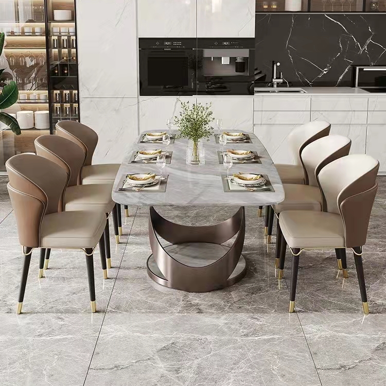 High-grade Modern Design Dining Table Set Non-adjustable Indoor Steel Glass Chair New Release Dining Room Furniture Metal KD
