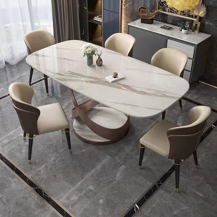 High-grade Modern Design Dining Table Set Non-adjustable Indoor Steel Glass Chair New Release Dining Room Furniture Metal KD