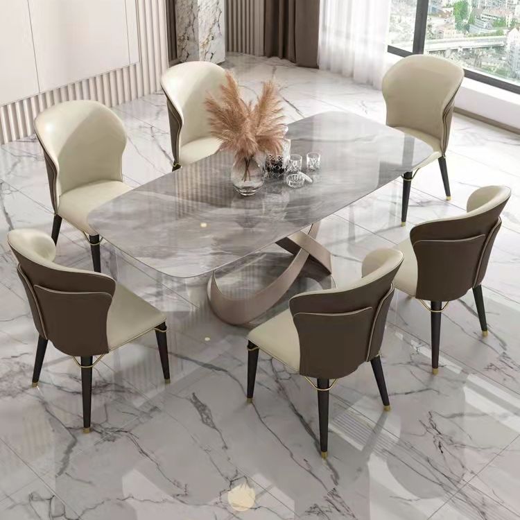 High-grade Modern Design Dining Table Set Non-adjustable Indoor Steel Glass Chair New Release Dining Room Furniture Metal KD