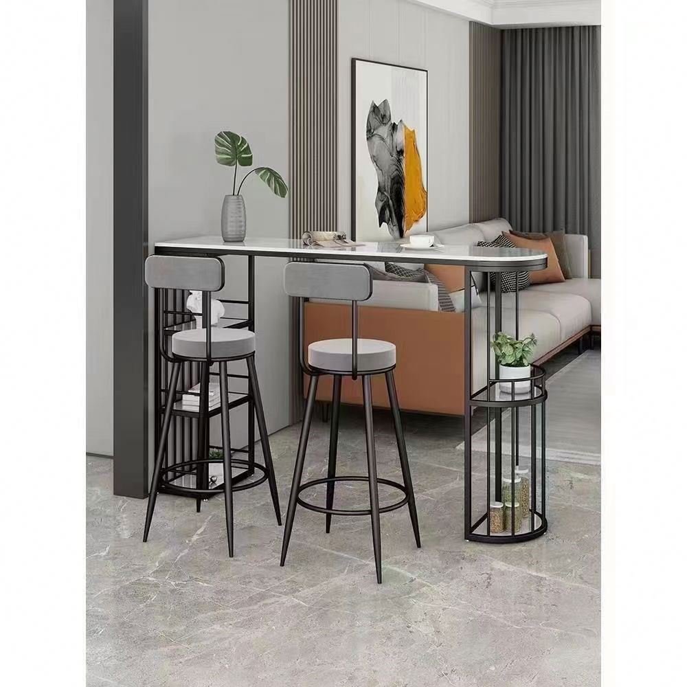 Light Luxury Long Tall Living Room Bar Table And Chair Small Family Modern Simple Rock Board Bar Table Combination
