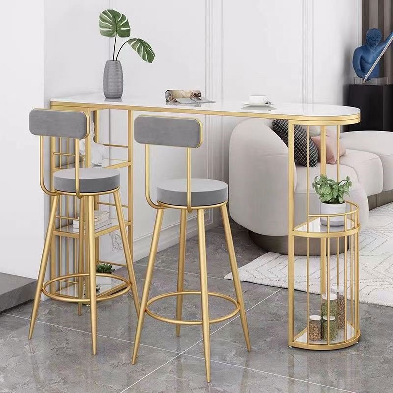 Light Luxury Long Tall Living Room Bar Table And Chair Small Family Modern Simple Rock Board Bar Table Combination